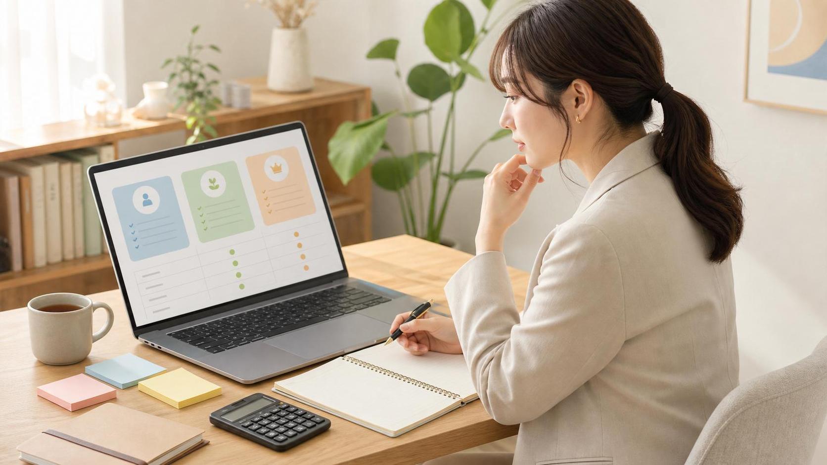 キャリア支援サービスの料金や条件を確認しているイメージ画像